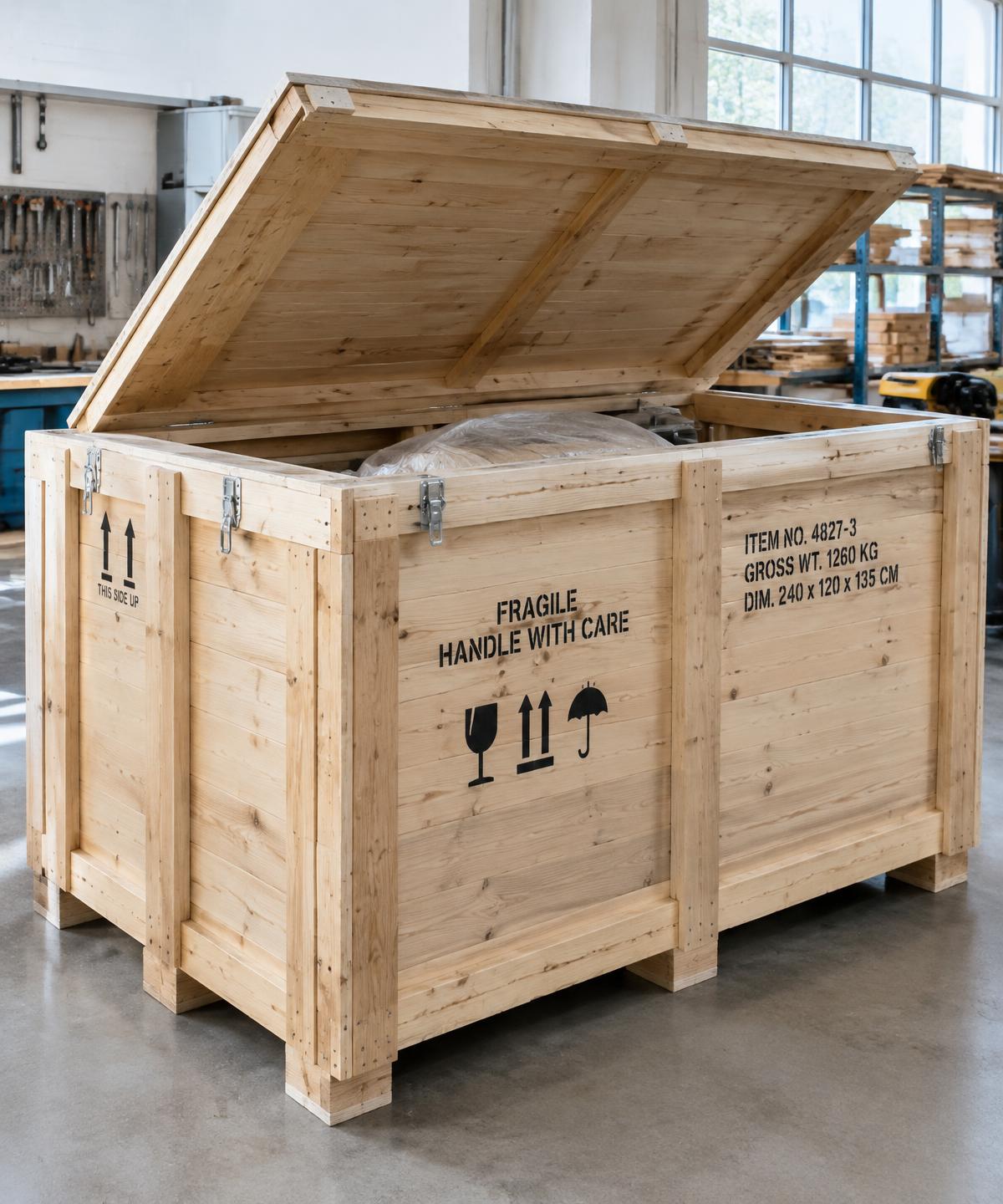 Spesialbygd trekasse for transport (illustrasjon)